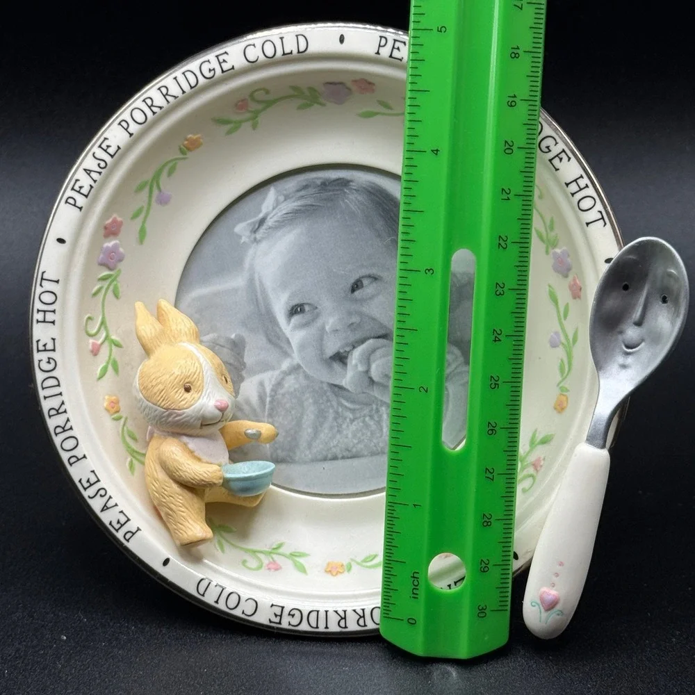 Hallmark Keepsake Baby Picture Frame Pease Porridge Hot Cold Bunny Spoon Nursery
